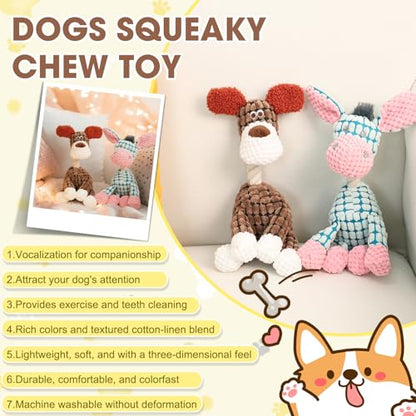 Indestructible Dog Toys,New Dog Toys for Aggressive Chewers,Squeaky Durable Chew Toy for Indoor Pups Teething,Puppy Teething Toys (Brown Dog) - color: Brown dog
