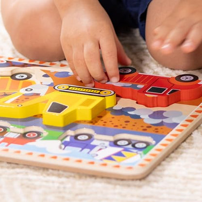 Melissa & Doug Construction Vehicles Wooden Chunky Puzzle (6 pcs) - FSC Certified - style: English Only