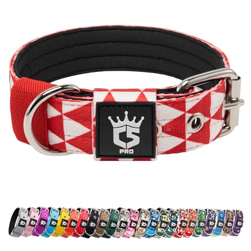 TSPRO Tactical Dog Collar 1.25 Inch Wide Thick Dog Collars with Heavy Duty Metal Buckle, Durable, Strong, Adjustable for Small Dogs (Geometric S) - color: Geometric Style, size: S-for neck size (adjustable 12.6"-15.8")