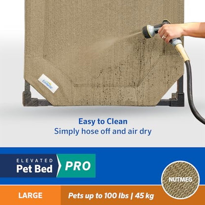 Coolaroo Pro Elevated Dog Bed - Low-Profile Access, Moisture-Resistant Cover, Breathable Fabric & Tool-Free Setup, Nutmeg, Large - color: Nutmeg, size: Large