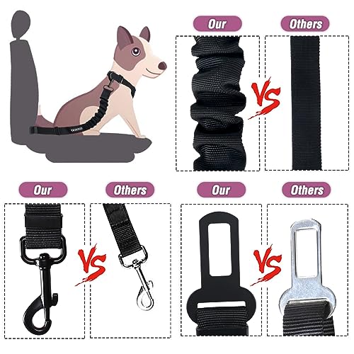 Dog Seat Belt,3 Piece Set Retractable Dog Car Adjustable Seatbelts for Vehicle Nylon Pet Safety Heavy Duty & Elastic & Durable Car Harness for Dogs - color: Set 10-Black+Light Pink