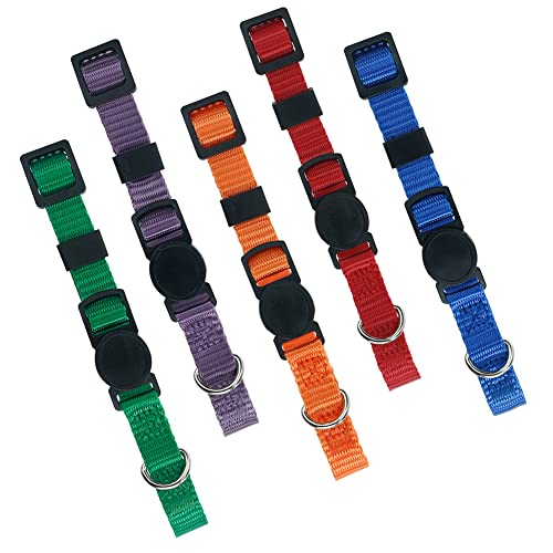 Luck Dawn Puppy ID Collars,15 PCS Identification Soft Nylon Puppy Collars, Adjustable Breakaway Safety Whelping Litter Collars for Newborn Puppies Kitten – Set of 15 (Round Button M (Pack of 15)) - size: Round Button M (Pack of 15)