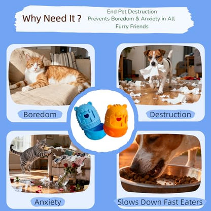 Cat Cognitive Treat Dispensing Dog Enrichment Toy,Multi-Functional Puzzle Design,Snuffle Ball& Interactive for Pet Mental Stimulation,Smart (Blue) - color: Blue