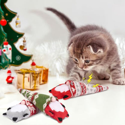Retro Shaw Christmas Cat Toys, Xmas Catnip Toys for Indoor Kitten Kitty, Safe Kitten Teeth Cleaning Toy, Interactive Cat Chew Kitty Kicker Toy Santa Claus - size: 6.3 Inches