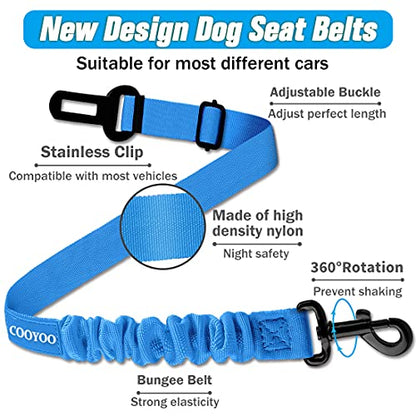 Dog Seat Belt,3 Piece Set Retractable Dog Car Harness Adjustable Seat Belt for Vehicle Nylon Pet Safety Seat Belts Heavy Duty & Elastic - color: Set 06-Pink+Blue