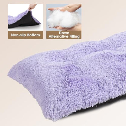 EHEYCIGA Fluffy Dog Crate Bed for Small Dogs, Plush Faux Fur Crate Pad, Calming Anti Anxiety Small Dog Bed, Washable Soft Warm Mat with Non-Slip Bottom, Purple - color: Purple, size: 23.6 x 17.5