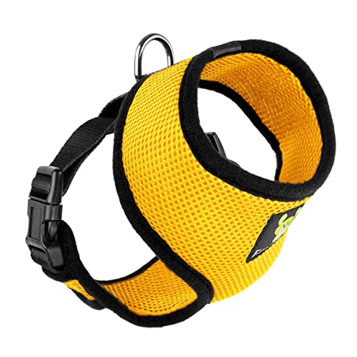 EcoBark Dog Harness - Eco-Friendly Max Comfort Harnesses - Luxurious Soft Mesh Halter - Over the Head Harness Vest- No Pull and No Choke for Small, Toy Breed, and Teacup Dogs (XS, Yellow) - color: Yellow