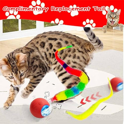 2 PCS Interactive Cat Toy Rolling Ball Chewie Viral Dog Ball with Tail, Smart Automatic Rolling Pet Balls,Automatic Moving Electric Cat Toy - color: Color3