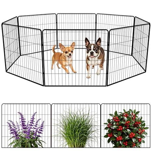 Dog Playpen 24 Inch 8 Panels, Foldable Metal Dog Playpen Indoor Outdoor, Puppy Playpen for Small Dogs, Portable Heavy Duty Pet Playpen, Durable and Secure