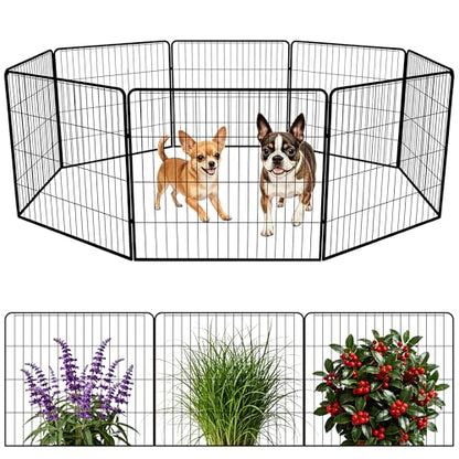 Dog Playpen 24 Inch 8 Panels, Foldable Metal Dog Playpen Indoor Outdoor, Puppy Playpen for Small Dogs, Portable Heavy Duty Pet Playpen, Durable and Secure