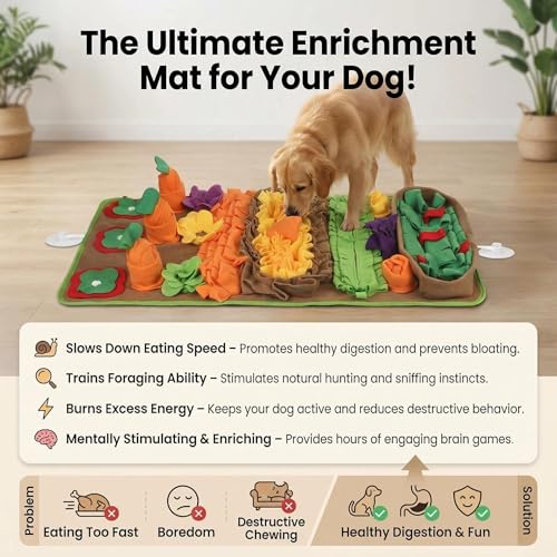 Snuffle Mat for Dogs Large Breed - 32'' X 20'' Washable Durable Sniff Mat for Slow Feeding Training, Enrichment Puzzle Toy for Mental Stimulation & Stress Relief - color: Green-Yellow