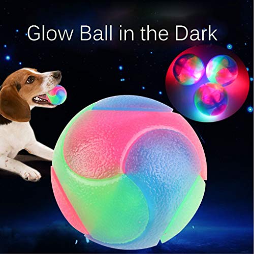 4 pcs Light Up Dog Balls,Flashing Elastic Ball,Glow Ball,Glow in The Dark Interactive Pet Toys for Aggressive Chewers,Puppy, Cats, Dogs - color: 2 pcs smooth balls+2 pcs stab balls