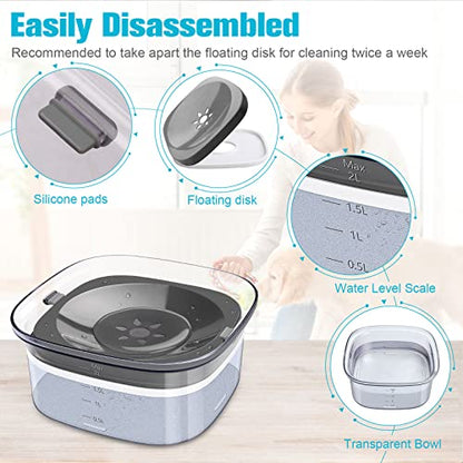 UPSKY 70oz Dog Water Bowl 2L No Spill Dog Bowls Large Capacity Spill Proof Slow Water Feeder, No Splash Pet Water Dispenser Vehicle Carried Travel Slow Drinking Bowl for Messy Drinkers - color: Gray, size: 2 L