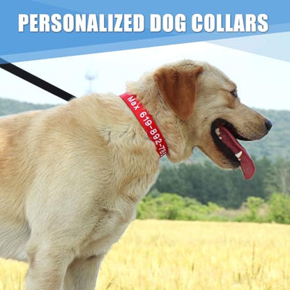 Personalized Dog Collar, Custom Embroidered Pet Name and Phone Number, Adjustable 5 Sizes XS Small Medium Large XL, Quick Release Snap Buckle Dog Collar,Blue - color: Blue