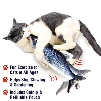 Ontel Flippity Fish Interactive Cat Toy with Catnip & Fishing Pole - Touch Activated, Rechargeable Pet Toy to Help Reduce Stress & Bad Behavior (Pack of 2) - As Seen On TV - size: Pack of 2