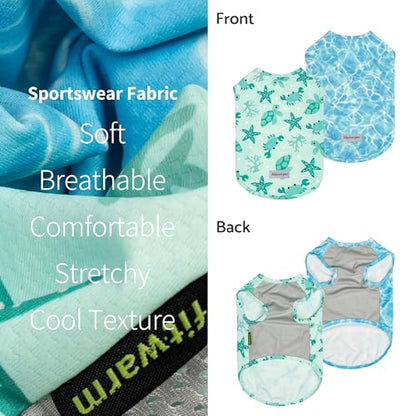 Fitwarm 2 Pack Marine UPF 50+ UV Sun Protection Dog Shirt, Lightweight Cooling Vest, Quick Dry Summer Clothes for Small Dogs Boy Girl, Pet Outfit, Sky Blue, Mint Green, Large - color: Marine, size: Large
