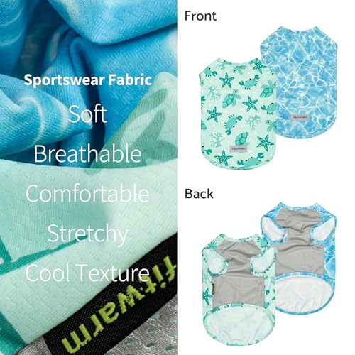 Fitwarm 2 Pack Marine UPF 50+ UV Sun Protection Dog Shirt, Lightweight Cooling Vest, Quick Dry Summer Clothes for Small Dogs Boy Girl, Pet Outfit, Sky Blue, Mint Green, XS - color: Marine, size: X-Small