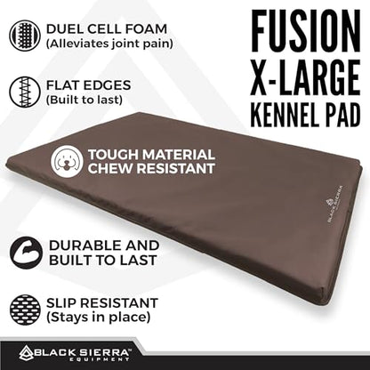 Black Sierra Extra Large Dog Kennel Pad, 1 Inch Thick Padding Measures 32" x 22", Water Resistant Crate Cushion for Hunting or Travel, Durable and Slip Resistant Pet Bedding Mat - size: Extra Large