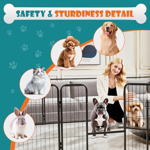 NEWBULIG Dog Playpen Indoors 32 Inch 16 Panels for Small and Medium Dogs Portable and Foldable Pet Fence with Door Heavy Duty Metal Dog Exercise Play Pen for Outdoor Yard