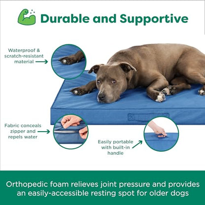 FurHaven Gridded Ripstop All-Weather Deluxe Orthopedic Mattress Pet Bed, Capri Blue, Jumbo - color: Capri Blue, size: Jumbo