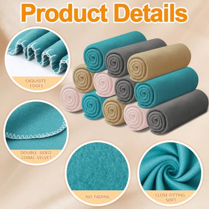 SmoothNovelty 12 Pcs Large Puppy Dog Blanket 30 x 20 Inches Pet Blankets Puppy Essentials Washable Soft Fleece Throw Reversible Warm Sleep Mat for Small Medium Dog Cat Bed Sofa Car Indoor