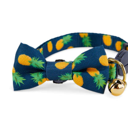 YOULY by Petco Navy Pineapple Print Breakaway Bow Tie Cat Collar Small/Medium