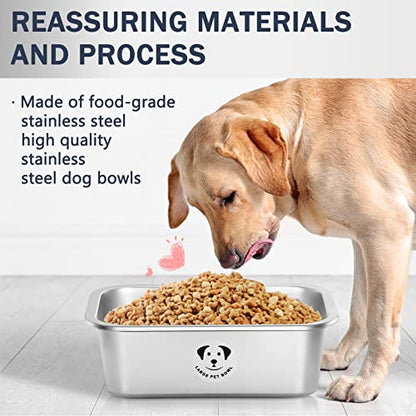 Stainless Steel Dog Bowls for Large Dogs, 0.85 Gallons High Capacity Metal Food Dog Bowls Extra Large Water Bowl for Dogs - color: Stainless Steel-0.85 gallons