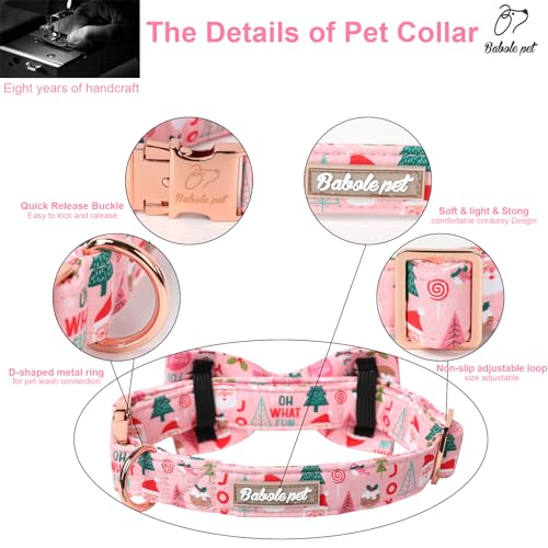 Christmas Dog Collar with Bow Tie - Cute Pink Christmas Santa Dog Collars, Adjustable Heavy-Duty Winter Holiday Bowtie Collar for Small Medium Large Boy Girl Dogs XS - color: B-Pink Santa, size: XS