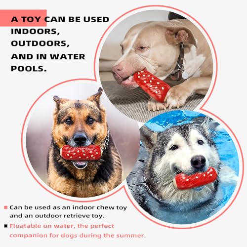 LiuMelinda Dog Chew Toys for Aggressive-Chewers - Indestructible Dog Toy for Aggressive Chewer，Tough Chew Toys for Dogs （Rubber Red Meat Stick） - color: 03-Red Meat Stick