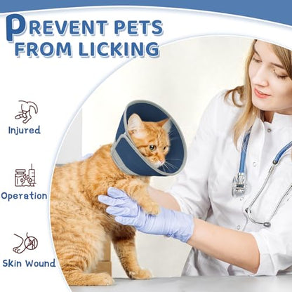 Cat Cone Collar Soft to Stop Licking, Adjustable, Foldable Lightweight Kitten Cones After Surgery Recovery for Cats & Kittens, Cat Cone Alternative, Easy Eating (Solid Blue, S) - color: Solid Blue, size: S