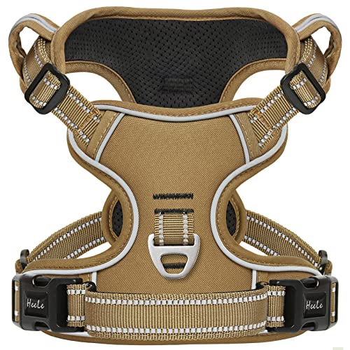 HEELE Dog Harness, Dog Harness for Small Medium Large Dogs No Pull Adjustable Padded Reflective Harness with Handle for Walking Training, Brown, XS - color: Brown, size: XS