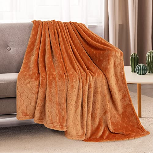 TOONOW Fleece Blanket Super Soft Cozy Throw Blanket 50" x 60", Lightweight Fuzzy Comfy Textured Flannel Blanket Warm Plush Throw Blankets for Couch, Sofa, Bed, Pumpkin - color: Pumpkin, size: Throw-50" x 60"