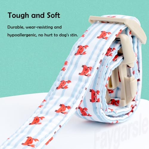 Faygarsle Cute Crab Pattern Dog Collar, Cotton Fabric, Light Blue Stripes, for Small Medium Large Dogs S - color: Red Crab, size: Small