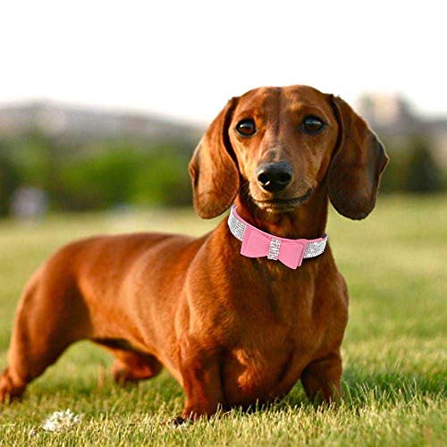 Rhinestone Dog Collar, Cute Dazzling Sparkling Soft Suede Leather Adjustable Pet Dog Cat Collar Crystal Diamond for Puppy Small Medium Large Dogs (XS:21-27 cm, Pink-1) - color: Pink-1, size: XS:21 - 27 cm