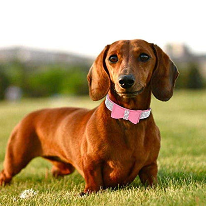 Rhinestone Dog Collar, Cute Dazzling Sparkling Soft Suede Leather Adjustable Pet Dog Cat Collar Crystal Diamond for Puppy Small Medium Large Dogs (XS:21-27 cm, Pink-1) - color: Pink-1, size: XS:21 - 27 cm