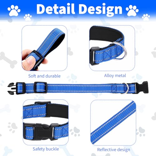 16 Pcs Reflective Puppy Dog Collars Bulk for Litter Dogs, Adjustable Safety Nylon Dog Collar with Locking Buckle, Soft Padded Breathable Puppy Collars for Cats Pets (Small)