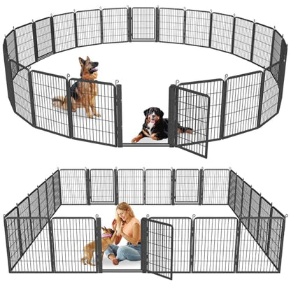 Dog Playpen Outdoor with Low Threshold Gate, 32 inch 20 Panels Dog Play Pen Indoors, Heavy Duty Metal Puppy Playpen Dogs Pen, Rust-Resistant Pet Playpens for Yard RV Camping - color: 20 Panels-32 Inch