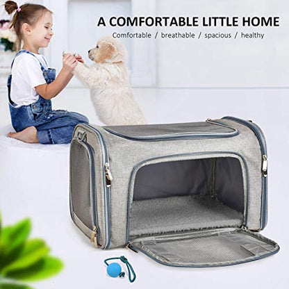 Henkelion Cat Carriers Dog Carrier Pet Carrier For Small / Medium Cats Dogs Puppies (Up To 15lbs), TSA Airline Approved Small Dog Carrier Soft Sided, Collapsible Waterproof Travel Puppy Carrier - Grey - color: Grey, size: 17.0"L x 11.0"W x 11.0"H