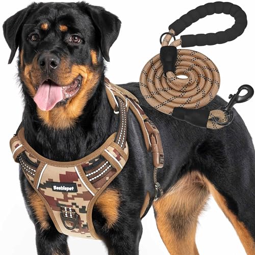 Beebiepet Heavy Duty Tactical Dog Harness for Small Dogs, No Pull Adjustable Pet Harness Reflective Service Training Easy Control Pet Vest Military K9 Working Dog Harnesses- Large, Desert Camo - color: Desert Camo, size: Large