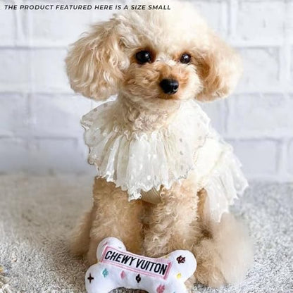 Haute Diggity Dog Chewy Vuiton Bone Plush Squeaky Dog Toy, Soft Durable Designer-Inspired Stuffed Puppy Chew Toys for Small & Medium Dogs, Machine-Washable (White) Small - color: White Bone, size: Small