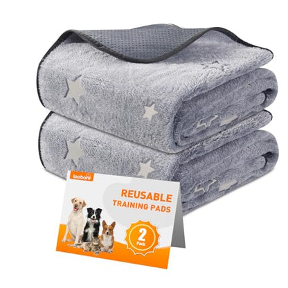 LOOBANI Washable Pee Pads for Dogs, Fast Absorption Reusable Puppy Pads, Waterproof Whelping Pad, Non Slip Training Pet Playpen Mat for Floor, Dog Crate, Grey 2 Pack 36 x 48 in - size: 36x48 in(2 Pack)