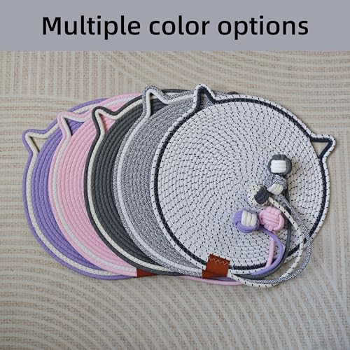 Cat Scratcher Mat, Natural Cotton Rope Cat Scratching Pad, 16.9'' Round Cat Wall & Floor Scratch Pad, Durable Double - Sided Cat Scratcher, Furniture Protector for Wall, Sofa, Couch, Carpet, Grey - color: Grey