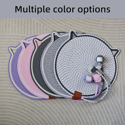 Cat Scratcher Mat, Natural Cotton Rope Cat Scratching Pad, 16.9'' Round Cat Wall & Floor Scratch Pad, Durable Double - Sided Cat Scratcher, Furniture Protector for Wall, Sofa, Couch, Carpet, Grey - color: Grey