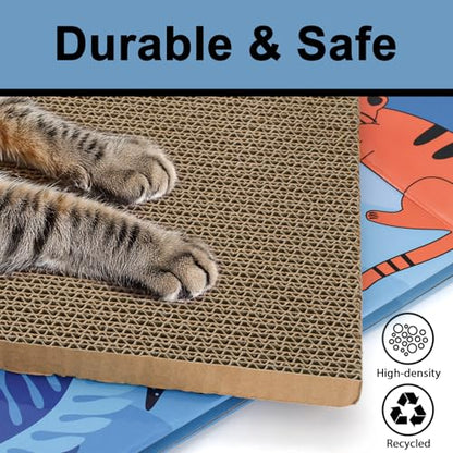 Lawei 2 Pack Cardboard Cat Houses with Scratch Pads, Sturdy Cats Play Scratching House for Indoor Hideaway Furniture, Cute Scratching Box Toy for Cat Birthday, Bunny Small Pet Bed, Easy Assembly