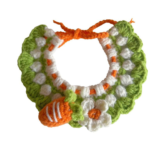 Spring Cat Collar Cute Breakaway Safe Adjustable Cat Collars for Cats Small Dogs Soft Knitted Neck Decor Kitten Collar Girl Cat Supplies for Indoor Cats Pet Collar Accessories (Carrot & Flower) - color: Carrot & Flower
