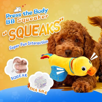 lilfrd Squeaky Dog Toys, Duck Plush Toy with Crinkle & Squeaker - Puppy Toys to Keep Them Busy, Interactive Chew for Small Medium Dogs - style: Duck