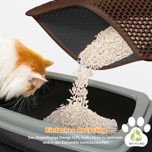 Waterproof Cat Litter Mat, Double Layer EVA, Odor-Free Large Grid, Urine Proof, Easy Cleanup (Brown, 18 x 24) - color: Brown