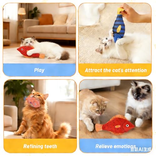 Catnip Toys,3 Pack Cat Chew Toys with Bell Ring Natural Catnip Cotton Toys Interactive Cat Kitten Chew Kicker Toys for Bored,Exercise,Anxiety Relief - color: Blue,Red,Rose Pink
