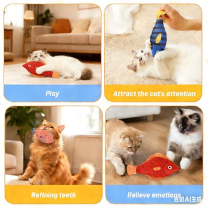 Catnip Toys,3 Pack Cat Chew Toys with Bell Ring Natural Catnip Cotton Toys Interactive Cat Kitten Chew Kicker Toys for Bored,Exercise,Anxiety Relief - color: Blue,Red,Rose Pink