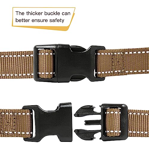 HEELE Dog Collar, Reflective Dog Collar, Soft Neoprene Padded Breathable Nylon Pet Collar Adjustable for Small Dogs Puppy, Khaki, XS(7.87-11.81") - color: Khaki, size: X-Small (7.87-11.81")